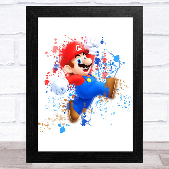 Super Mario Splatter Art Children's Kids Wall Art Print