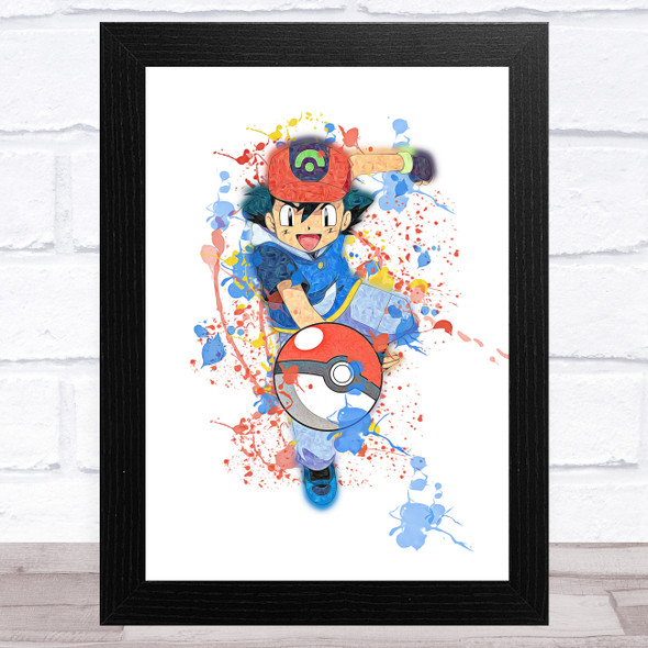 Ash Pok?®mon Splatter Art Children's Kids Wall Art Print