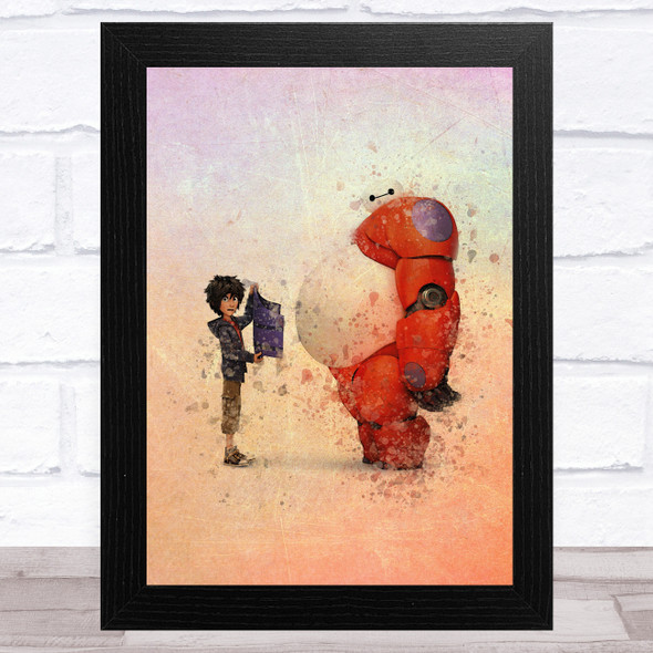 Big Hero 6 Vintage Watercolour Splatter Children's Kid's Wall Art Print