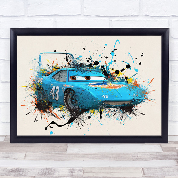 Strip 'The King' Weathers Cars Splatter Children's Kid's Wall Art Print