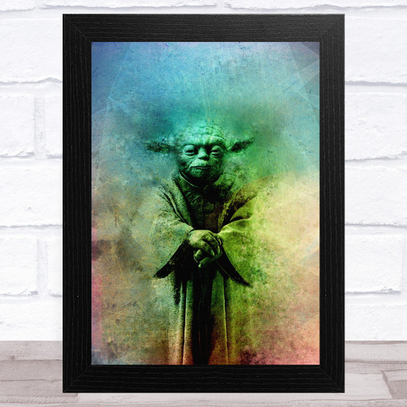 Star Wars Yoda Multicolour Smudge Children's Kid's Wall Art Print