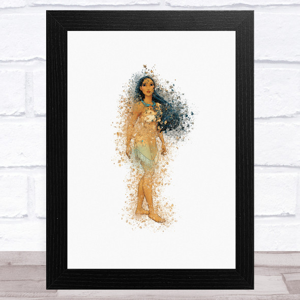 Pocahontas Watercolour Splatter Children's Kid's Wall Art Print