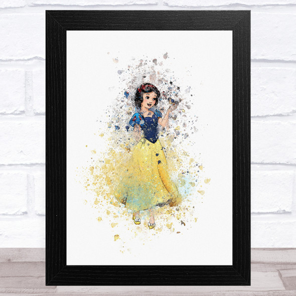 Watercolour Splatter Snow White Children's Kid's Wall Art Print