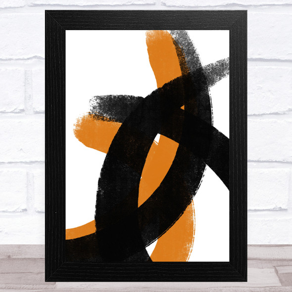 Black And Orange Abstract Strokes Style 1 Wall Art Print