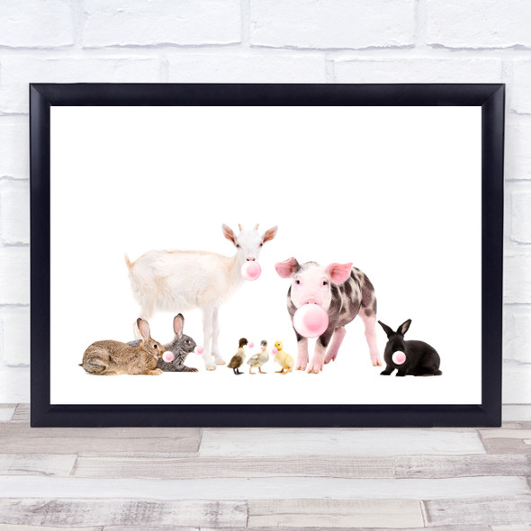 Farm Animals Bubblegum Decorative Wall Art Print
