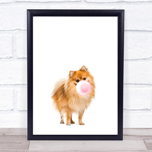Dog Pomeranian Bubblegum Wall Art Print