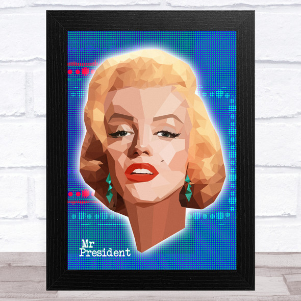 Marilyn Monroe Polygon Retro Blue Red Celeb Wall Art Print