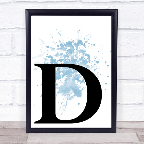 Blue Initial Letter D Quote Wall Art Print