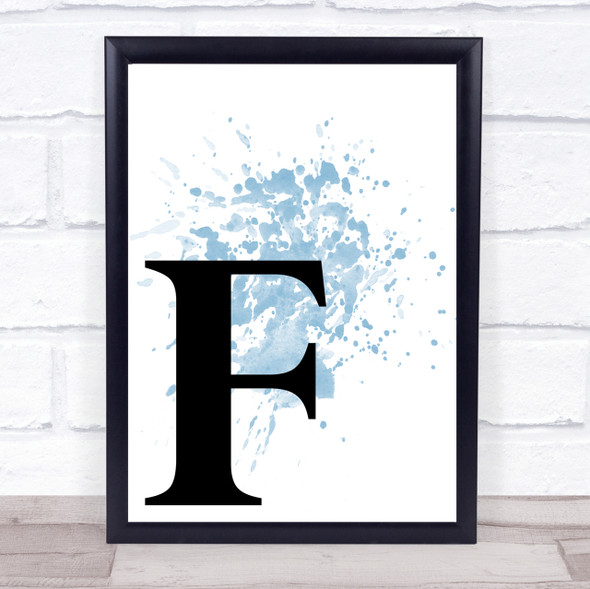 Blue Initial Letter F Quote Wall Art Print