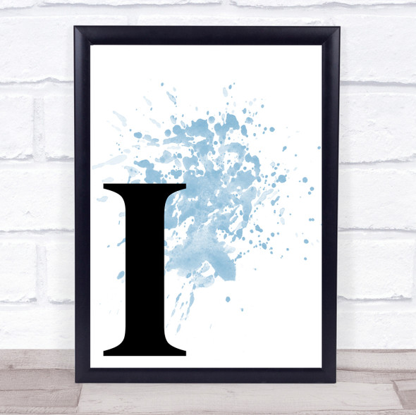 Blue Initial Letter I Quote Wall Art Print