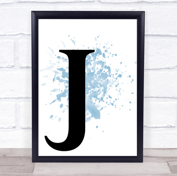 Blue Initial Letter J Quote Wall Art Print