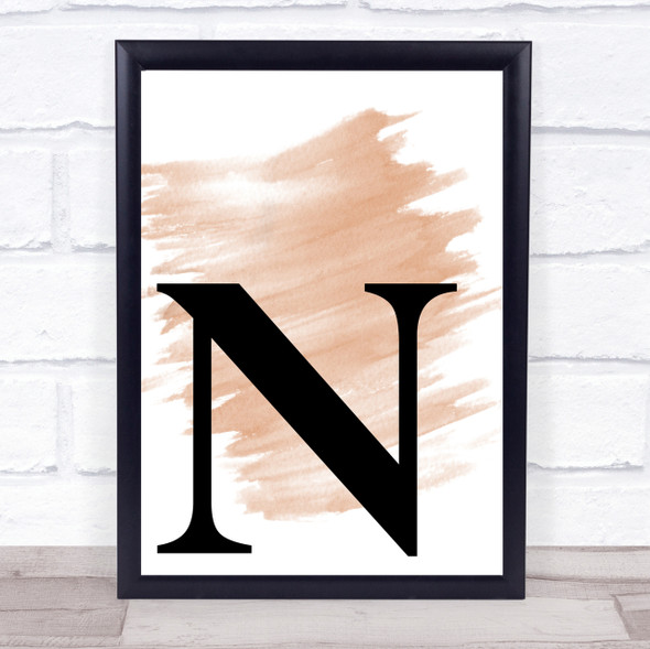 Watercolour Initial Letter N Quote Print