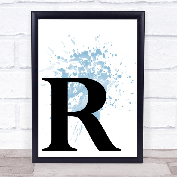 Blue Initial Letter R Quote Wall Art Print