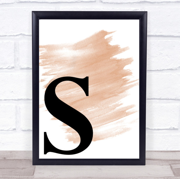 Watercolour Initial Letter S Quote Print