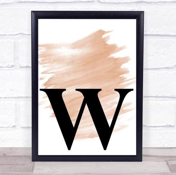 Watercolour Initial Letter W Quote Print