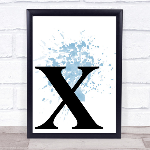 Blue Initial Letter X Quote Wall Art Print