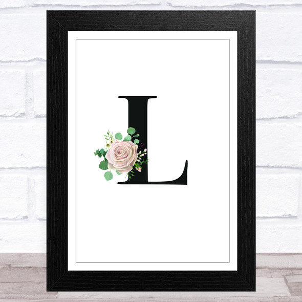 Initial Letter L With Flowers Wall Art Print