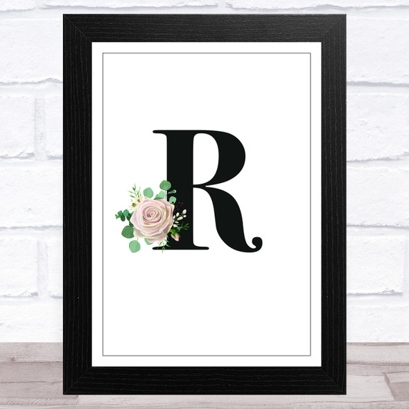 Initial Letter R With Flowers Wall Art Print