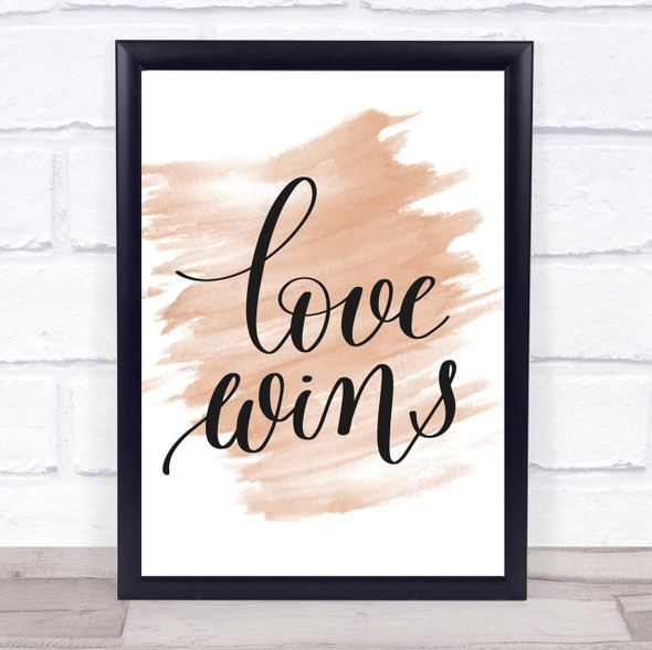 Love Wins Swirl Quote Print Watercolour Wall Art