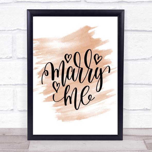 Marry Me Quote Print Watercolour Wall Art