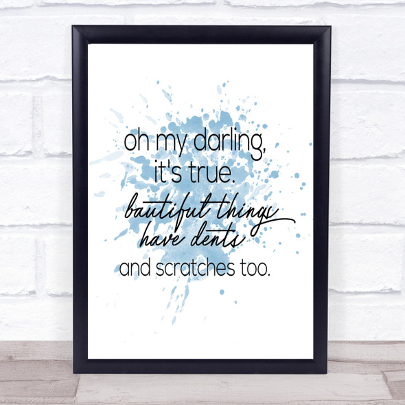 Oh My Darling Inspirational Quote Print Blue Watercolour Poster