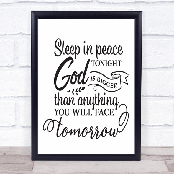 Sleep In Peace God Is Big Quote Typogrophy Wall Art Print