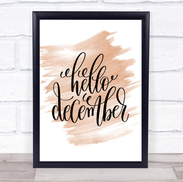 Christmas Hello December Quote Print Watercolour Wall Art