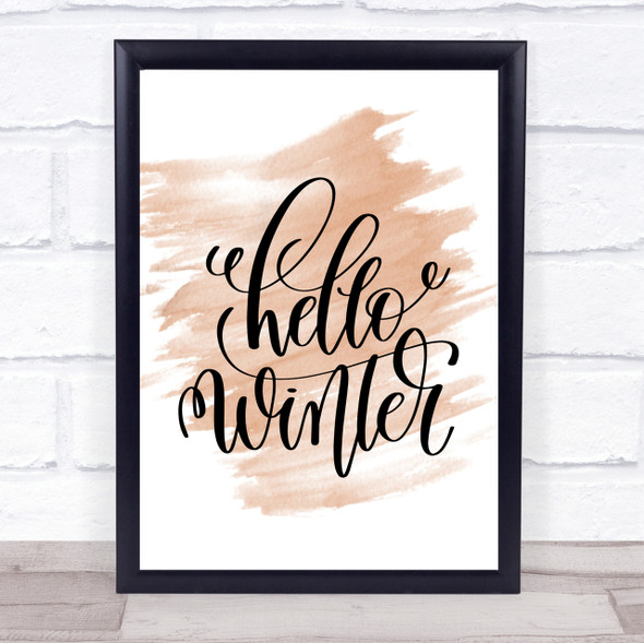 Christmas Hello Winter Quote Print Watercolour Wall Art