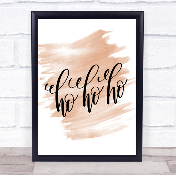 Christmas Ho Ho Ho Quote Print Watercolour Wall Art