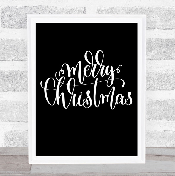 Christmas Merry Xmas Quote Print Black & White