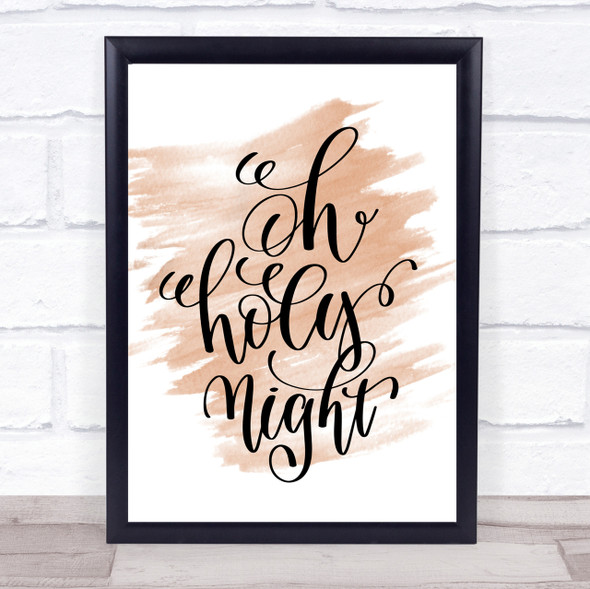 Christmas Oh Holy Night Quote Print Watercolour Wall Art