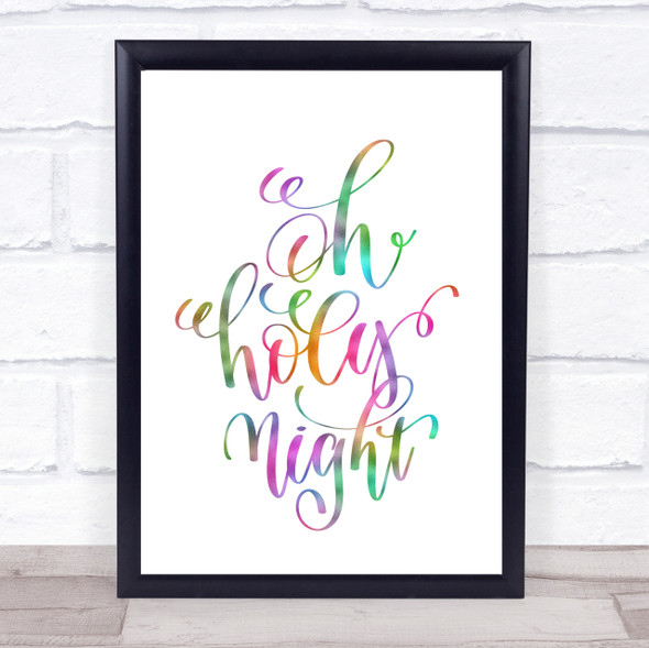 Christmas Oh Holy Night Rainbow Quote Print