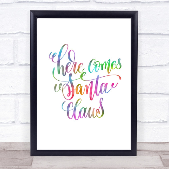 Christmas Santa Claus Rainbow Quote Print