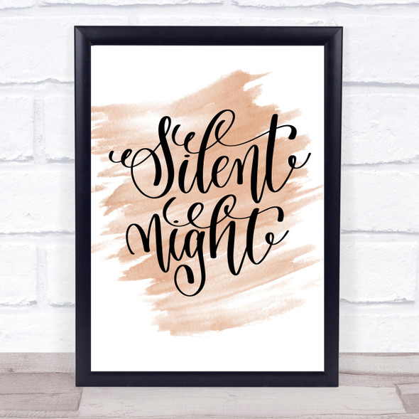 Christmas Silent Night Quote Print Watercolour Wall Art