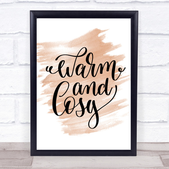 Christmas Warm And Cosy Quote Print Watercolour Wall Art