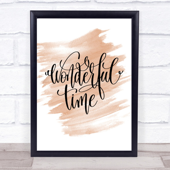 Christmas Wonderful Time Quote Print Watercolour Wall Art