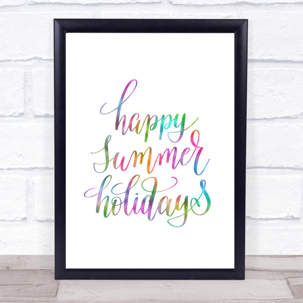 Summer Holidays Rainbow Quote Print