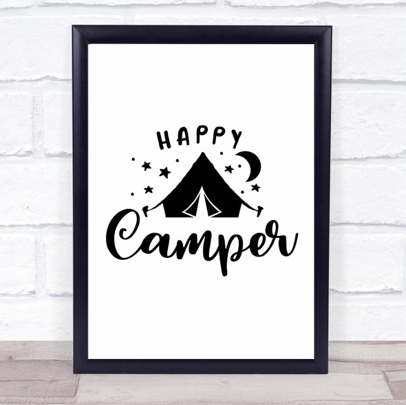 Happy Camper Tent Quote Typogrophy Wall Art Print