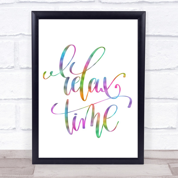 Relax Time Rainbow Quote Print