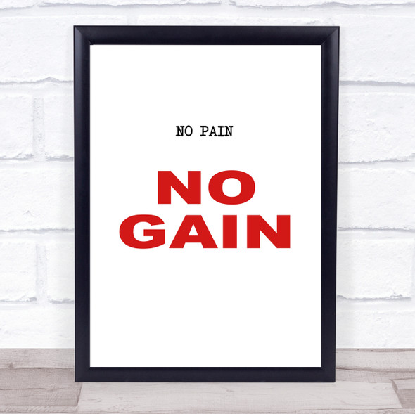 No Pain Gym Quote Typogrophy Wall Art Print