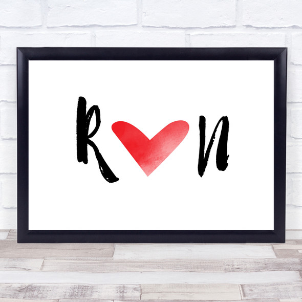 Run Love Heart Quote Typogrophy Wall Art Print