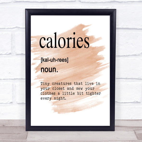 Word Definition Calories Quote Print Watercolour Wall Art