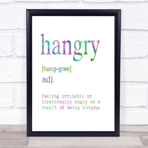 Word Definition Hangry Rainbow Quote Print