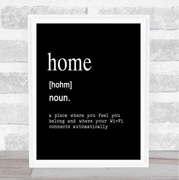 Word Definition Home Quote Print Black & White