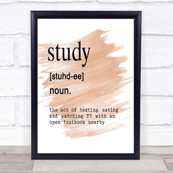 Word Definition Study Quote Print Watercolour Wall Art