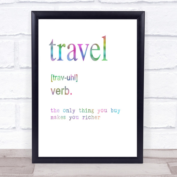 Word Definition Travel Rainbow Quote Print