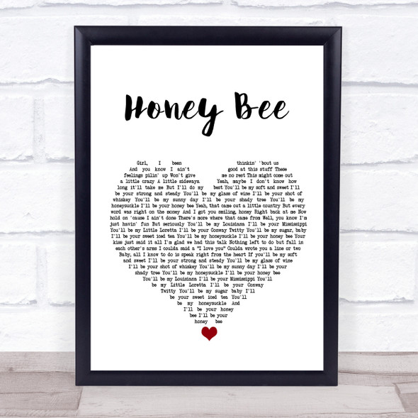 Blake Shelton Honey Bee White Heart Song Lyric Wall Art Print