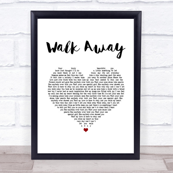 Marques Houston Walk Away White Heart Song Lyric Wall Art Print