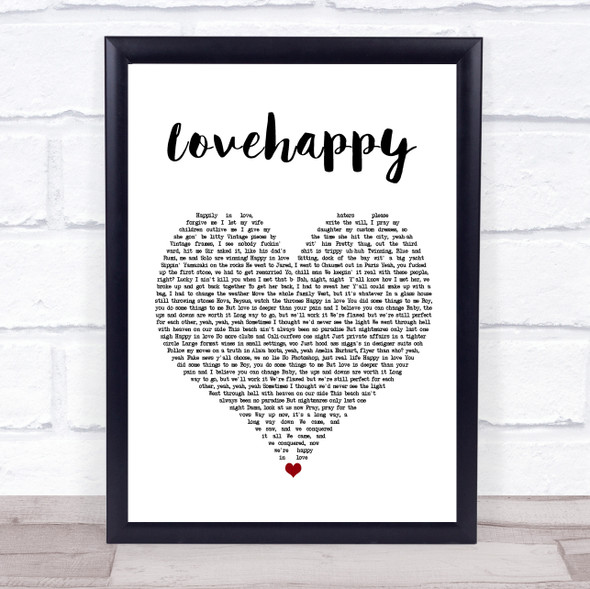 The Carters LOVEHAPPY White Heart Song Lyric Wall Art Print