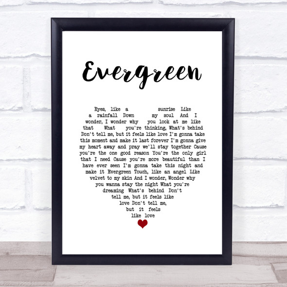 Will Young Evergreen White Heart Song Lyric Wall Art Print